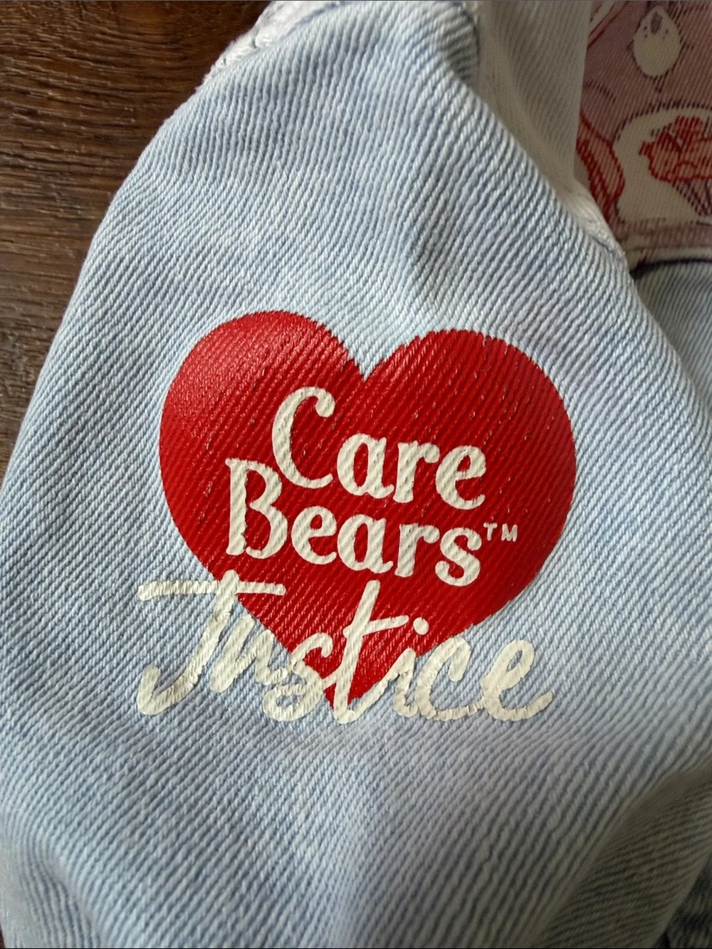 Justice x Care Bears Girls Cropped Denim Jacket Size 7/8